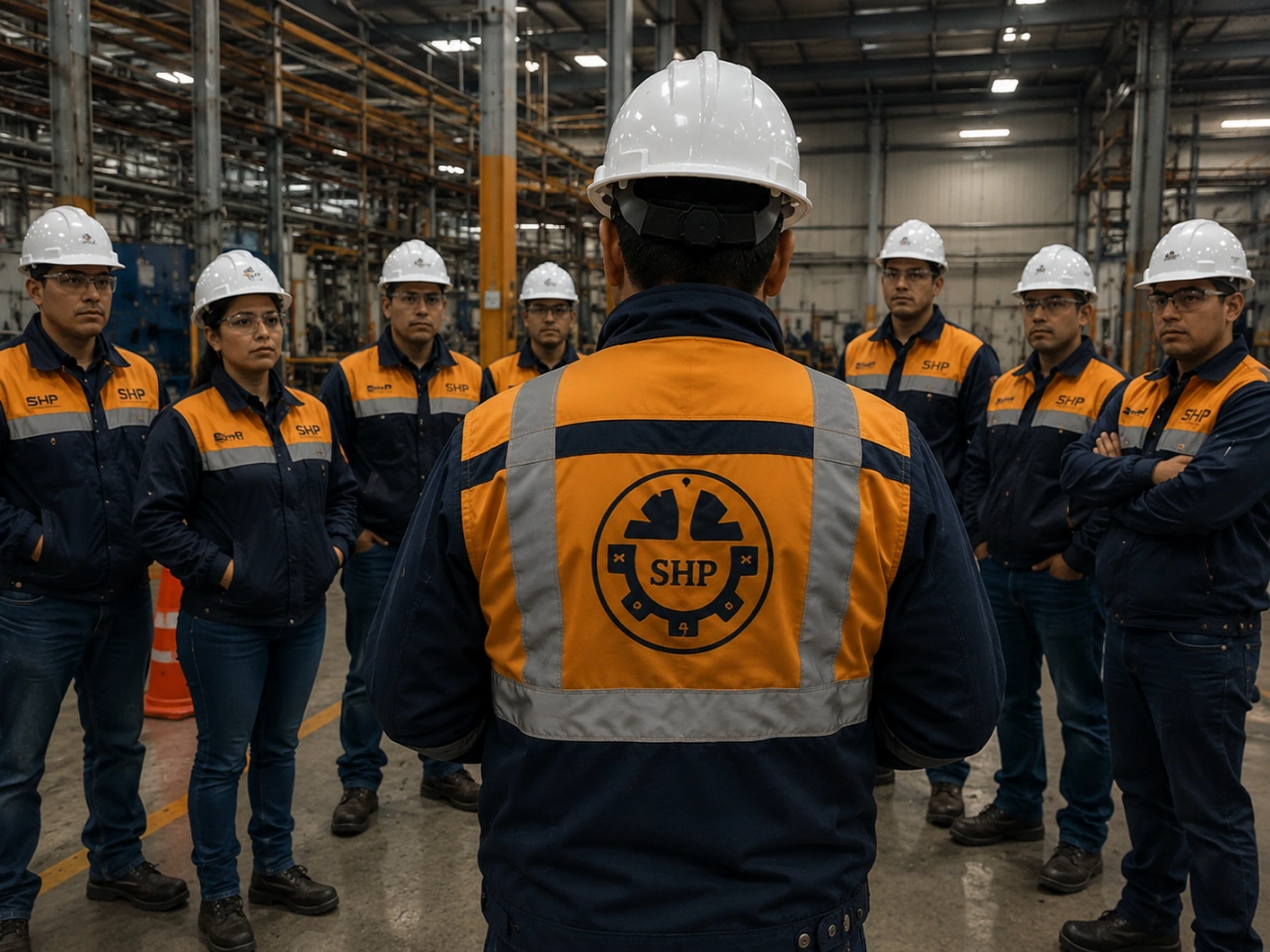 Brigada de emergencia de la empresa durante su formación.